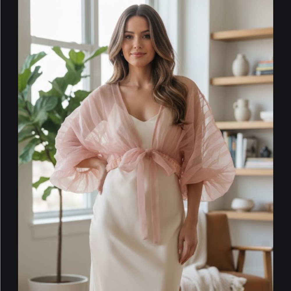 Anthropologie Pink Sheer Cardigan